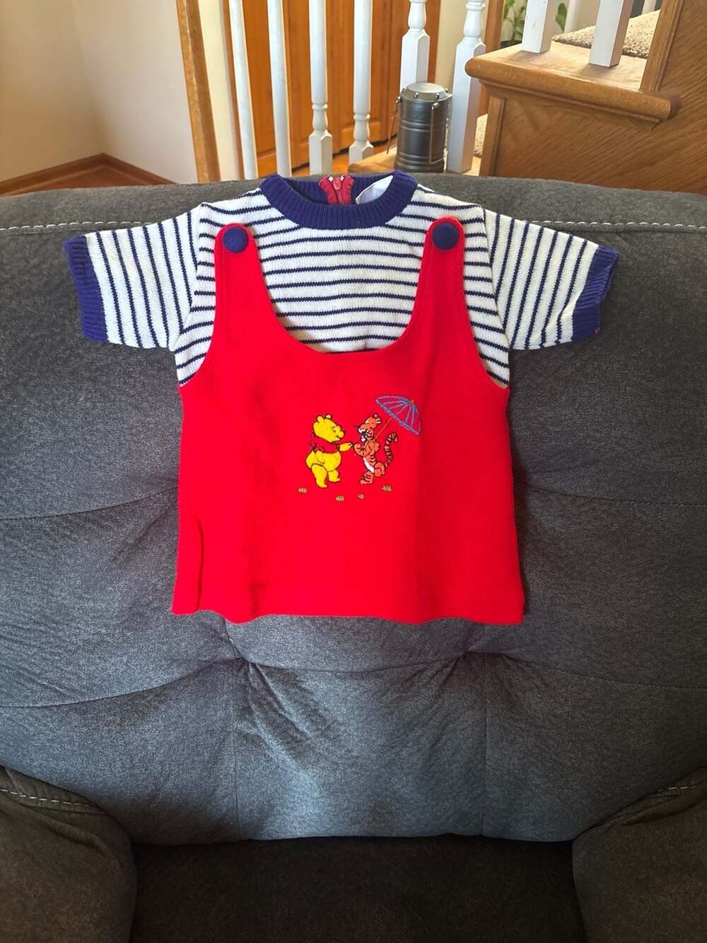 Vintage Sears Winnie the Pooh Collection Perma-Prest Red dress 9/12m